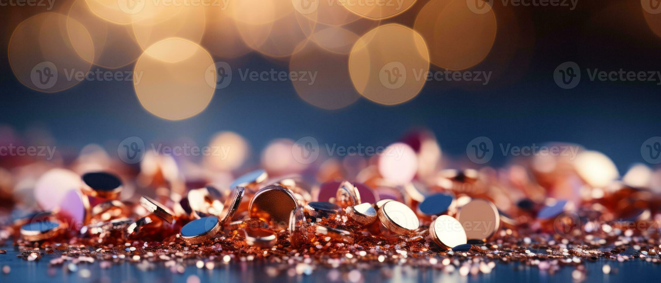 Jewelry background with bokeh defocused lights and stars. Digital illustration of your design. AI Generated. photo