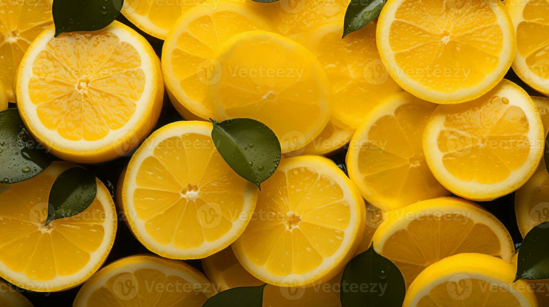 Fresh lemon slice background on white background. Ai generated. photo