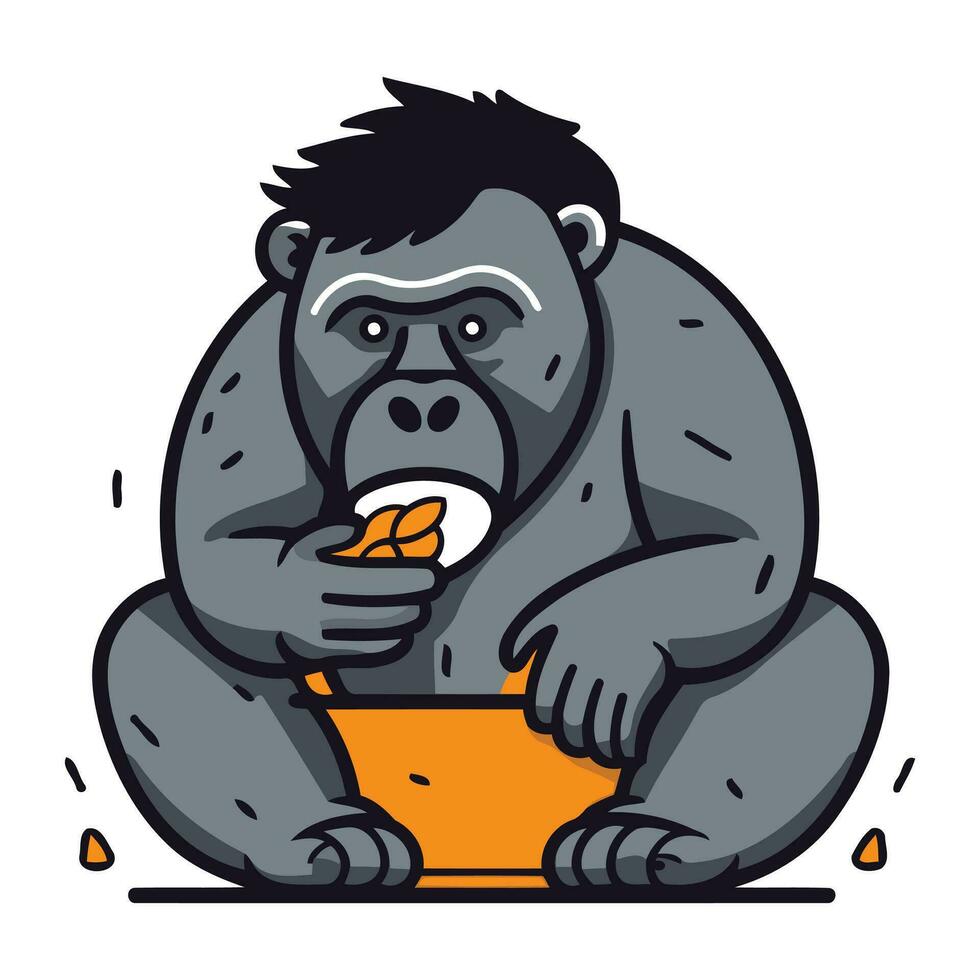 gorila comiendo rebanadas de naranja vector dibujos animados ilustración