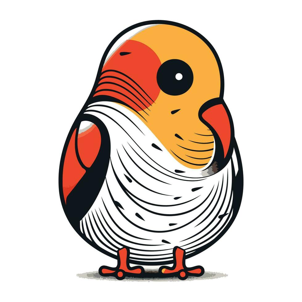 Vector illustration of cute cartoon parrot isolated on a white background.