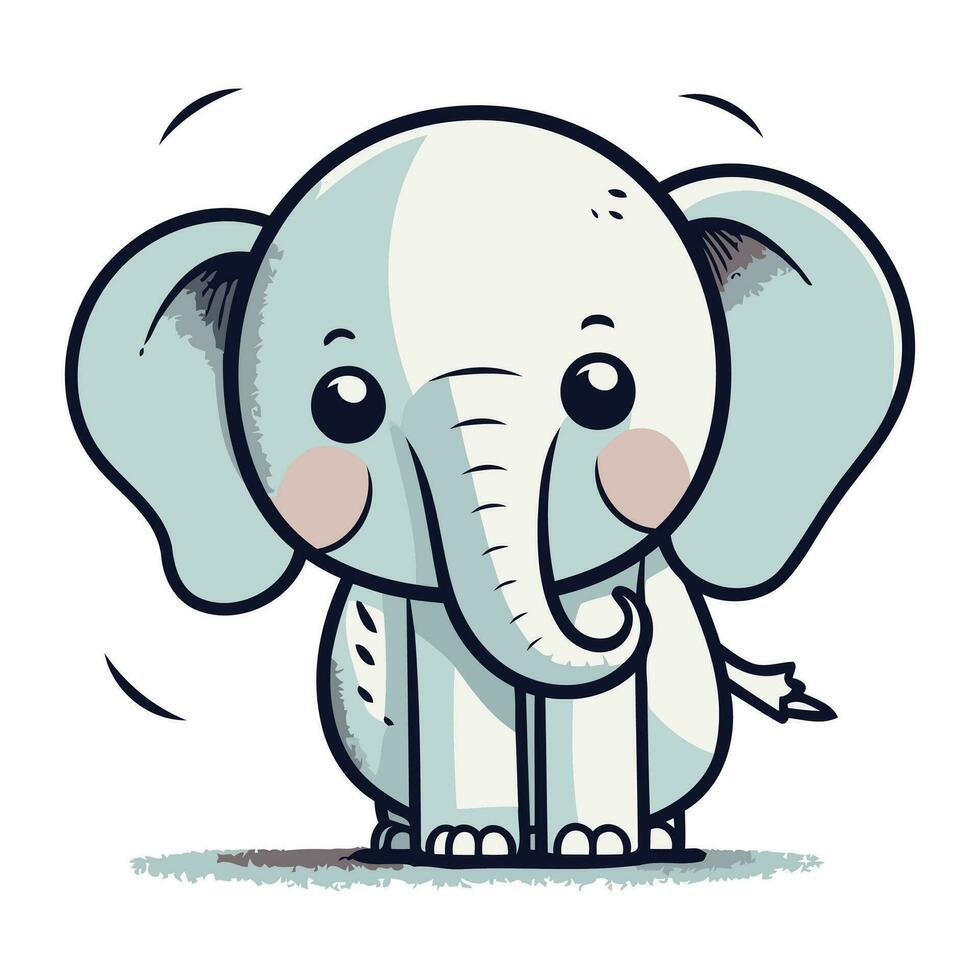 Cute cartoon elephant. Vector illustration isolated on a white background.