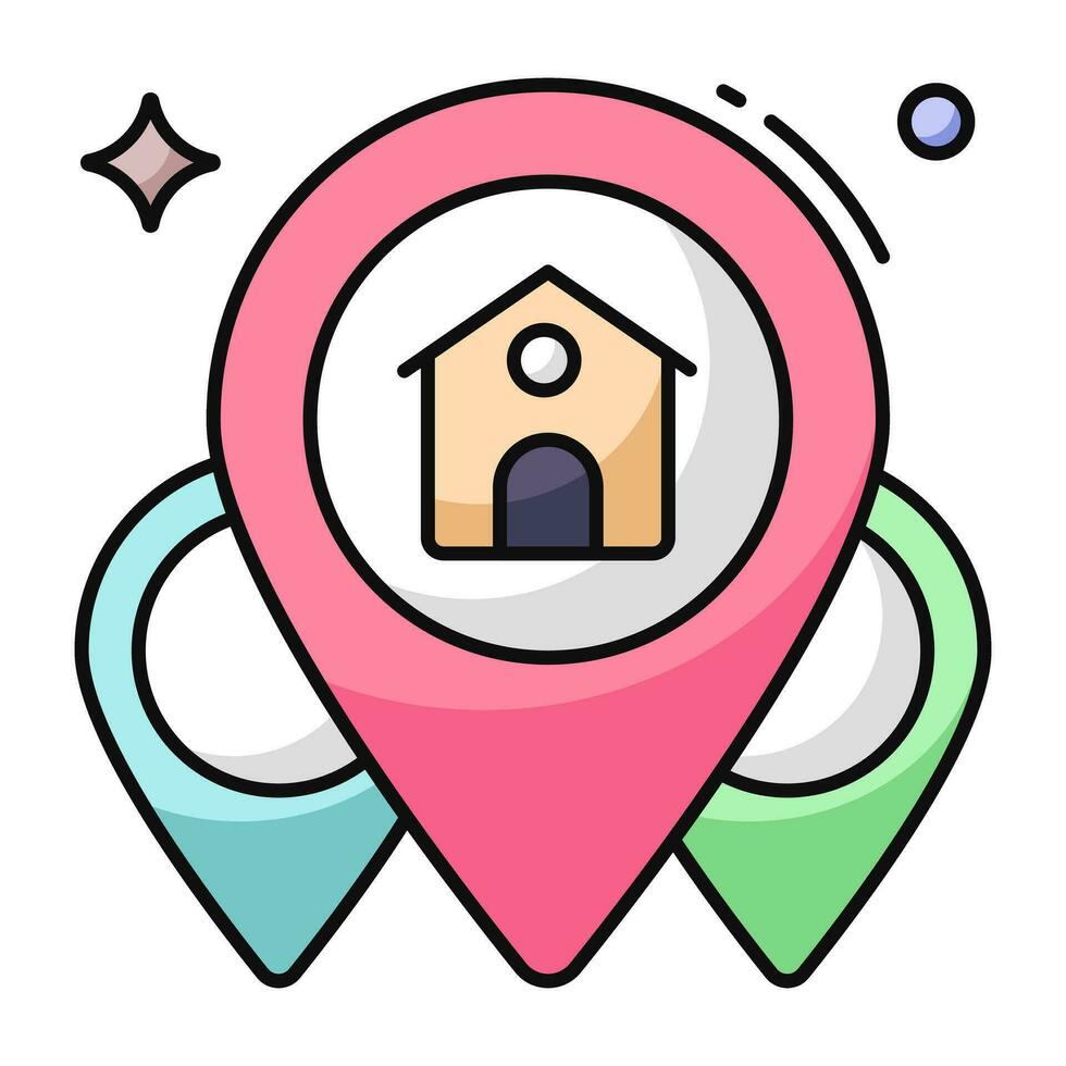 Editable design icon of home location vector