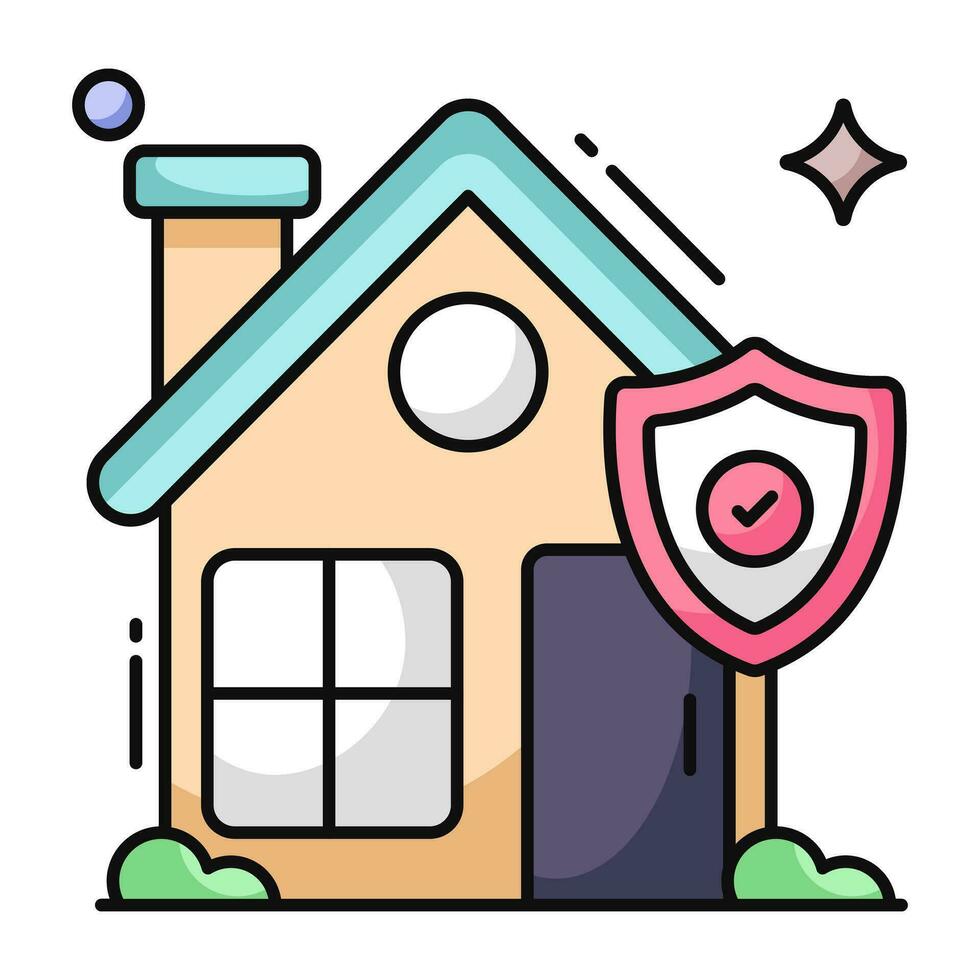 Editable design icon of secure home vector