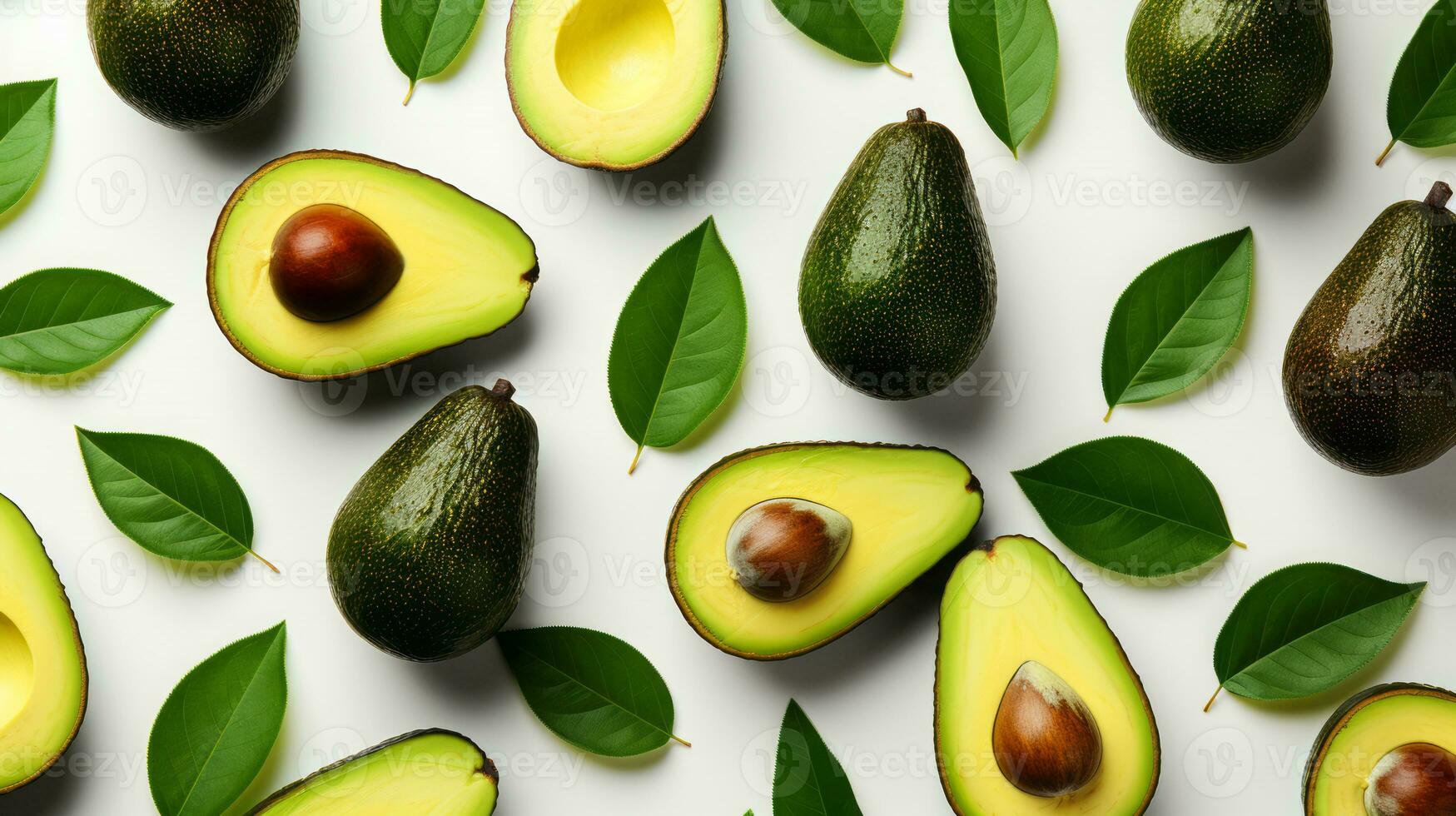 arriba ver Fresco aguacate rebanada antecedentes en blanco antecedentes. ai generado. foto