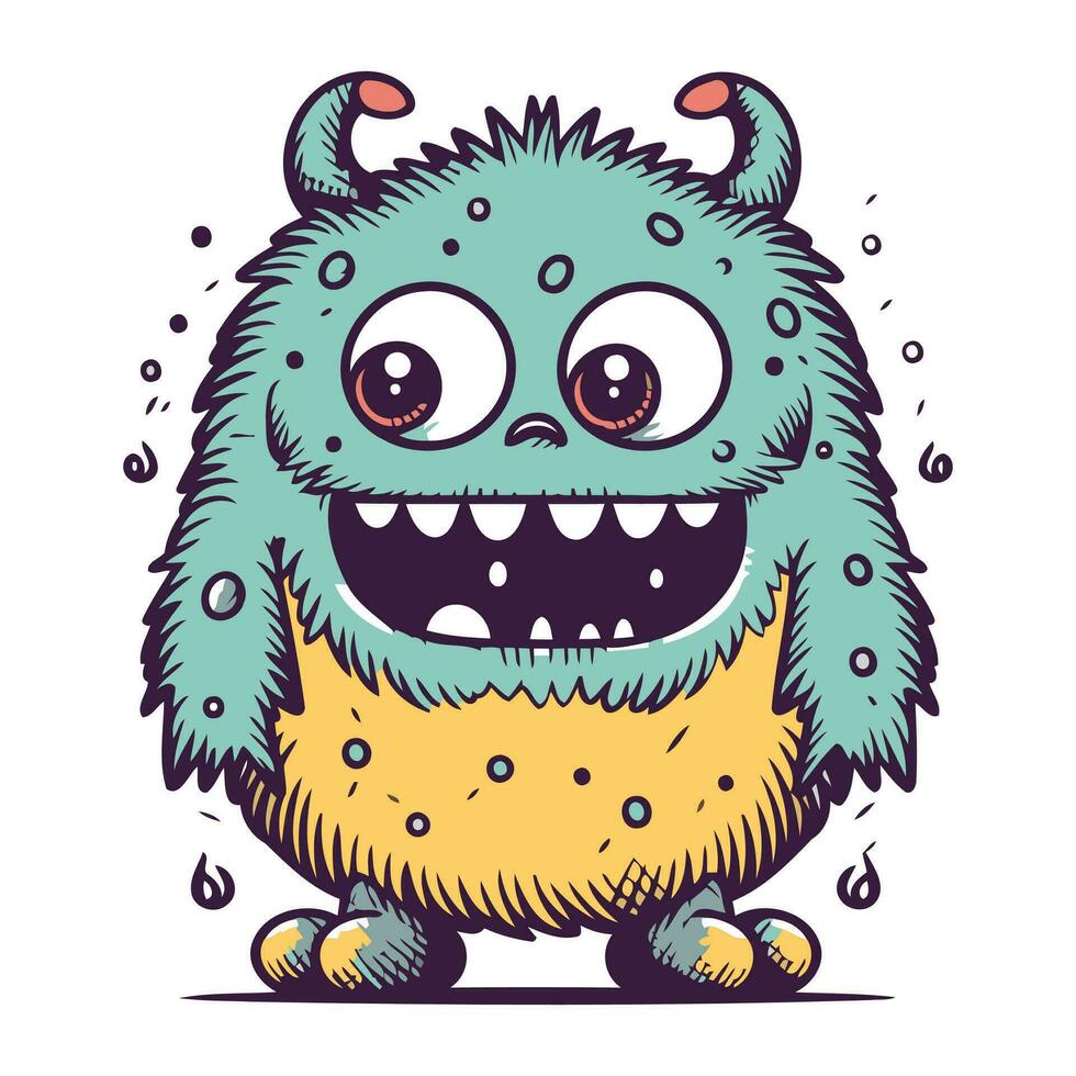 Funny cartoon monster. Vector illustration. Cute monster character.