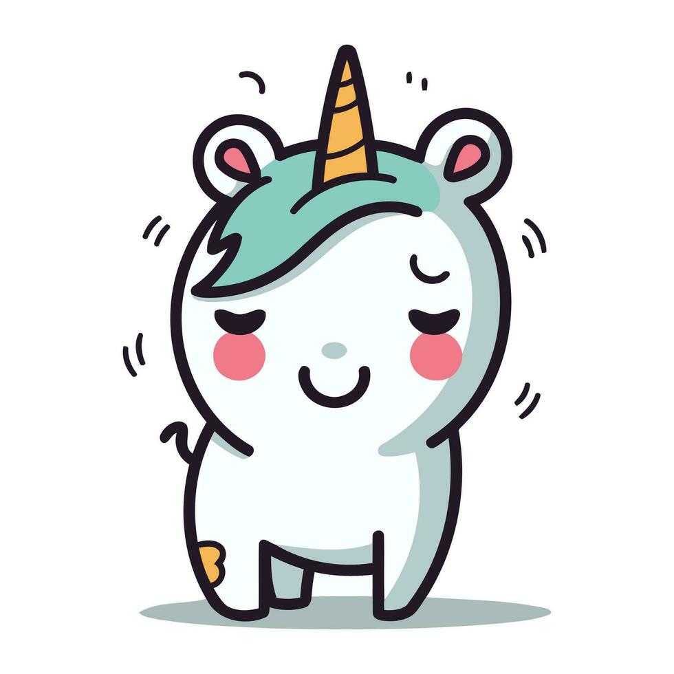 Cute unicorn character design. Vector illustration in a flat style.