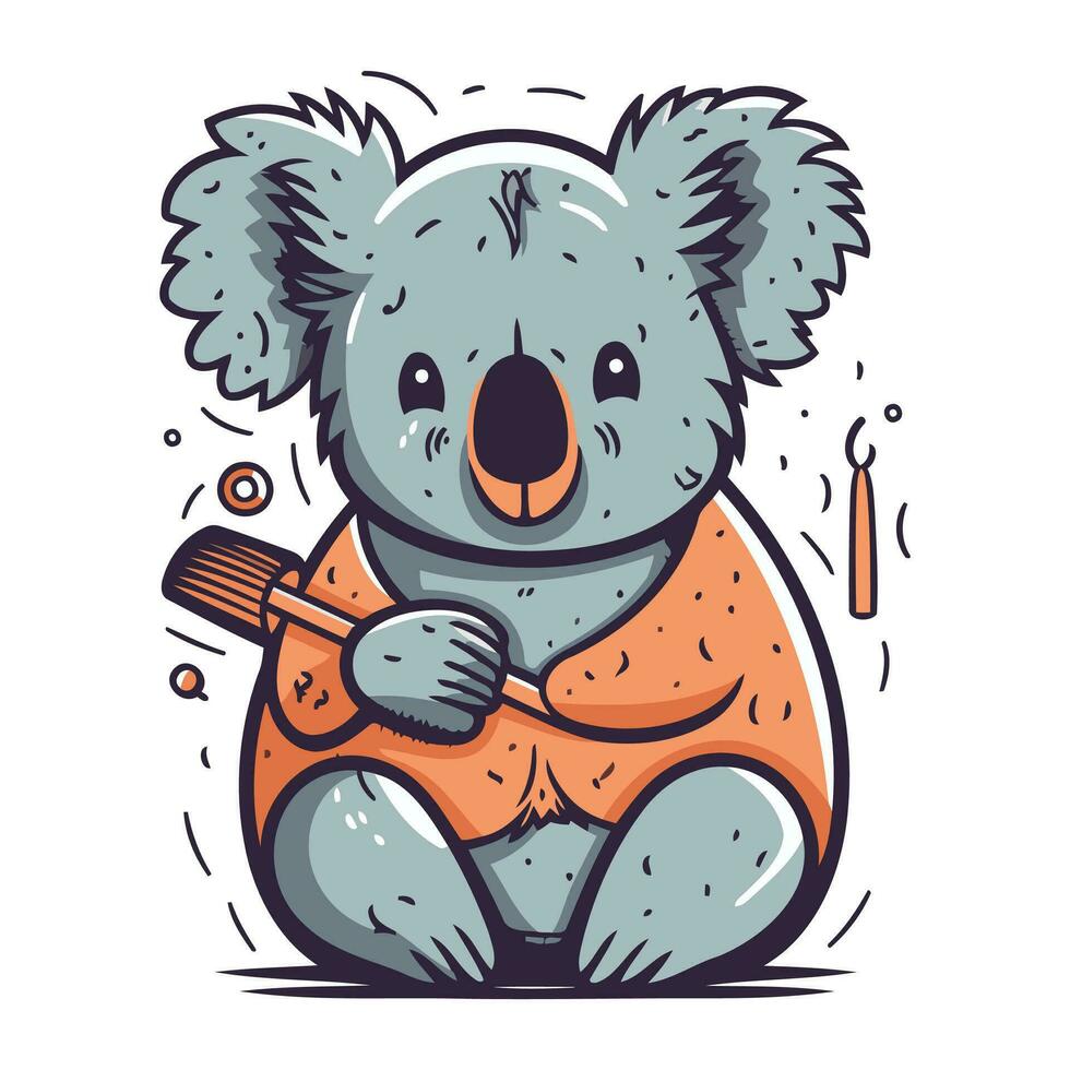 Cute cartoon koala with a candle in his hand. Vector illustration.