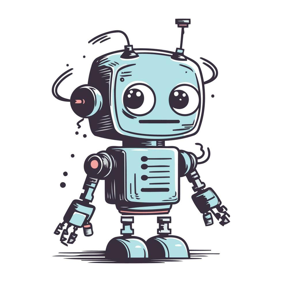 Cute robot. Isolated vector illustration on a white background.