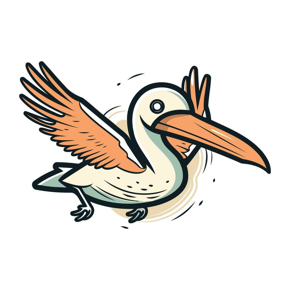 Pelican vector icon. Cartoon illustration of pelican vector icon for web design