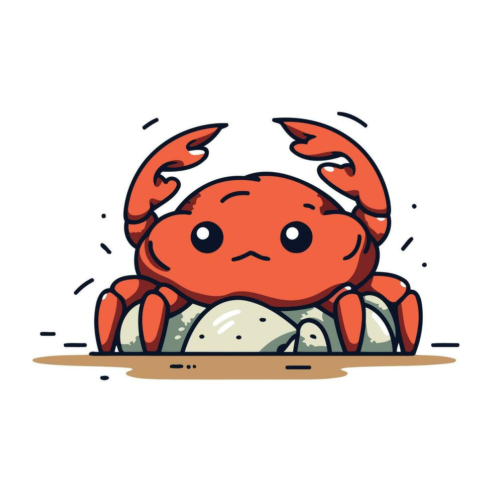 Cute crab cartoon character. Vector illustration of a cute sea animal.