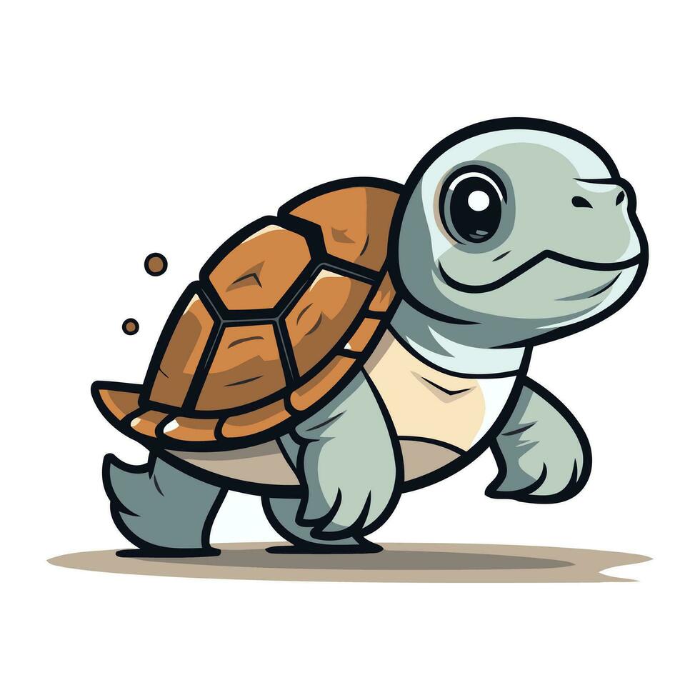 Tortuga dibujos animados personaje aislado en un blanco antecedentes. vector ilustración.