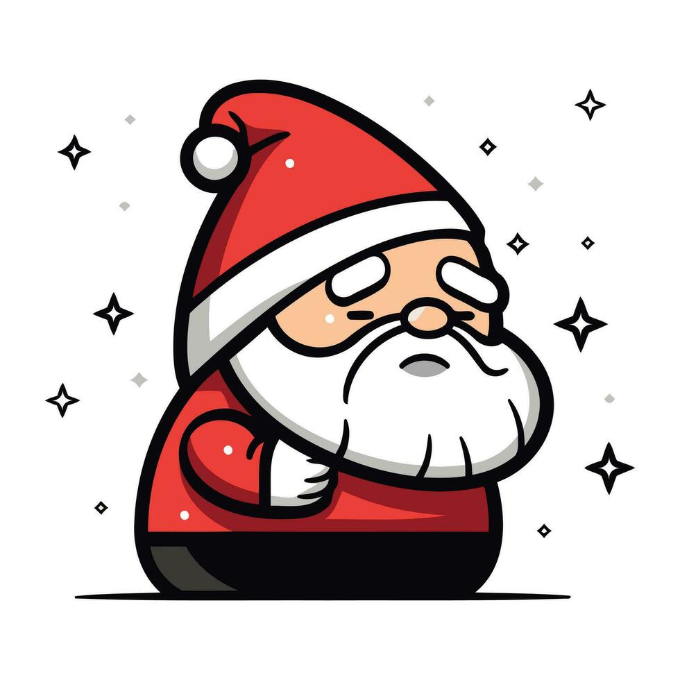 Cute Santa Claus character. Merry Christmas and Happy New Year. Vector illustration