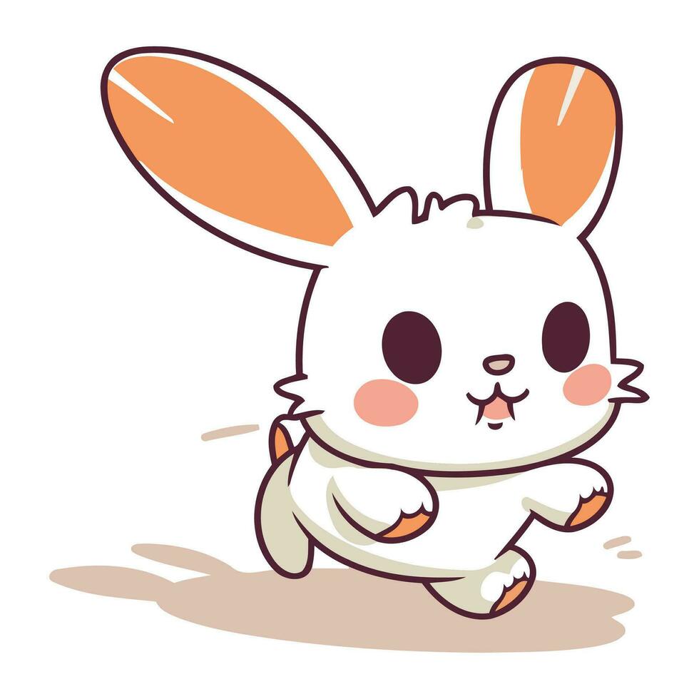 Cute rabbit running cartoon vector illustration. Cute rabbit running.