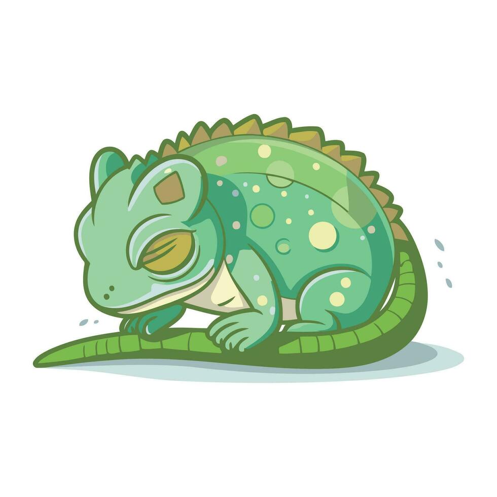 Cartoon chameleon isolated on white background. Vector illustration.