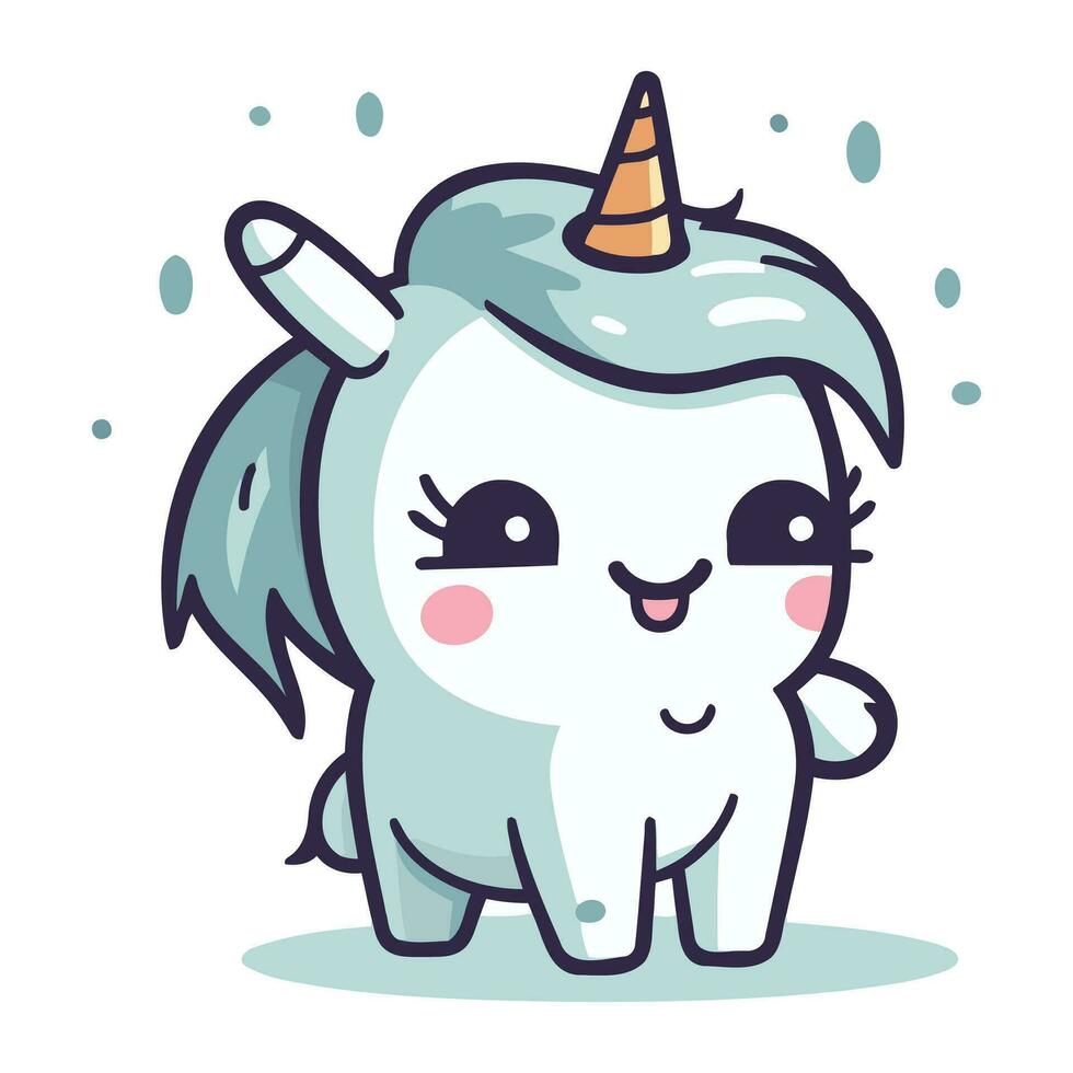 linda dibujos animados unicornio. vector ilustración aislado en un blanco antecedentes.