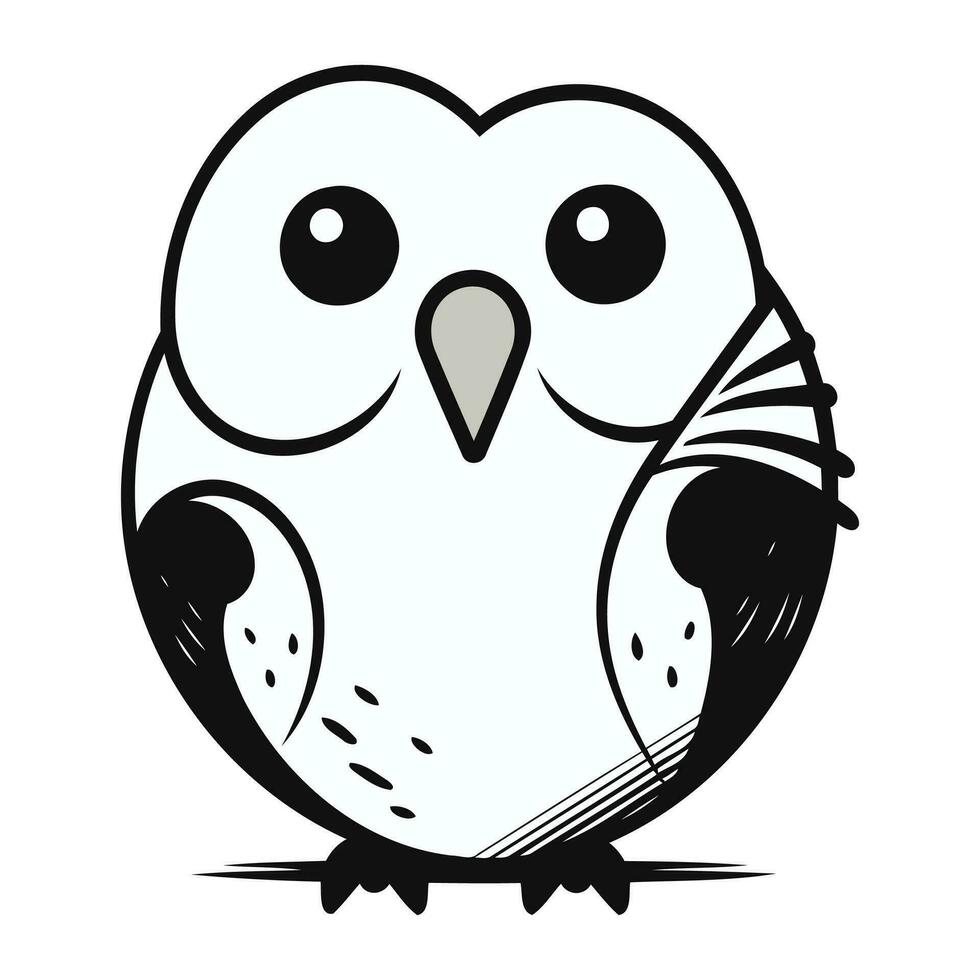 cute owl isolated on white background. vector illustration in black and white