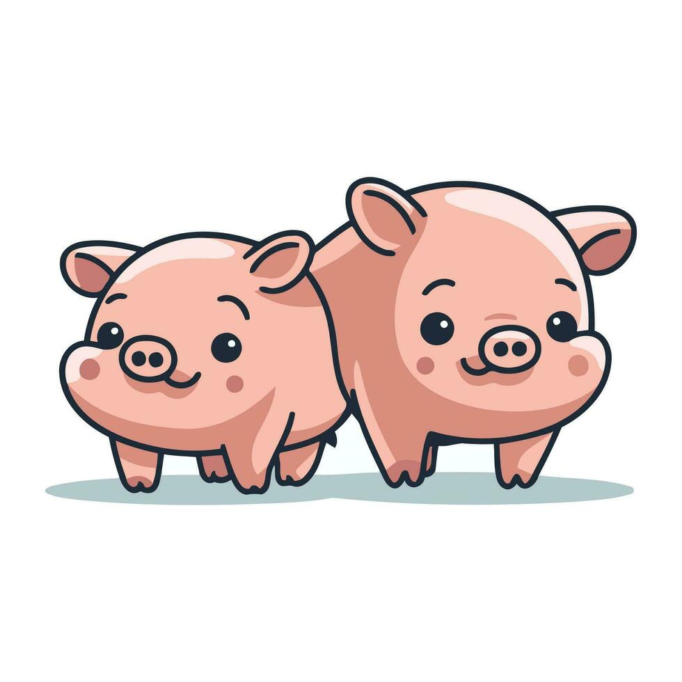 Cute pig cartoon vector illustration isolated on white background. Cute pig cartoon vector illustration.
