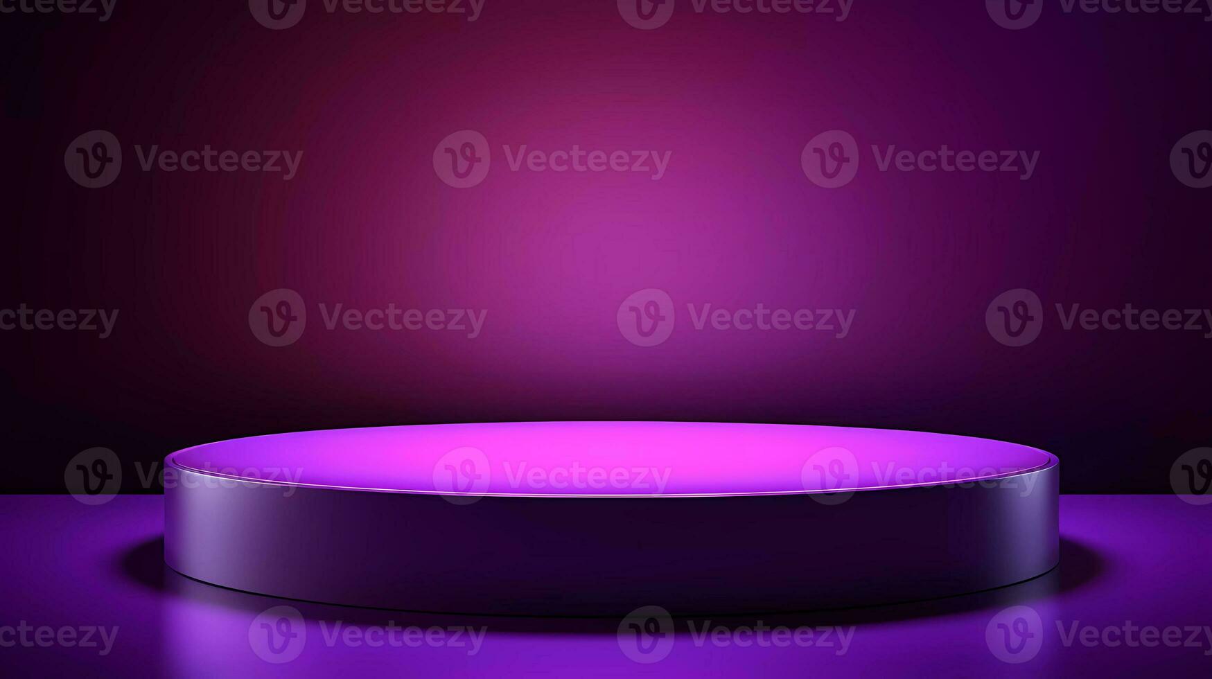 AI Generated Minimalist circle podium for product display and presentation with royal purple colour. Purple podium for product promotion. photo