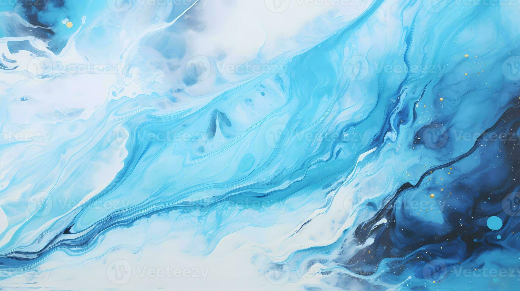 AI Generated Marble art painting blue and teal abstract liquid paint pattern. Marbling wallpaper design with natural luxury style swirls. photo