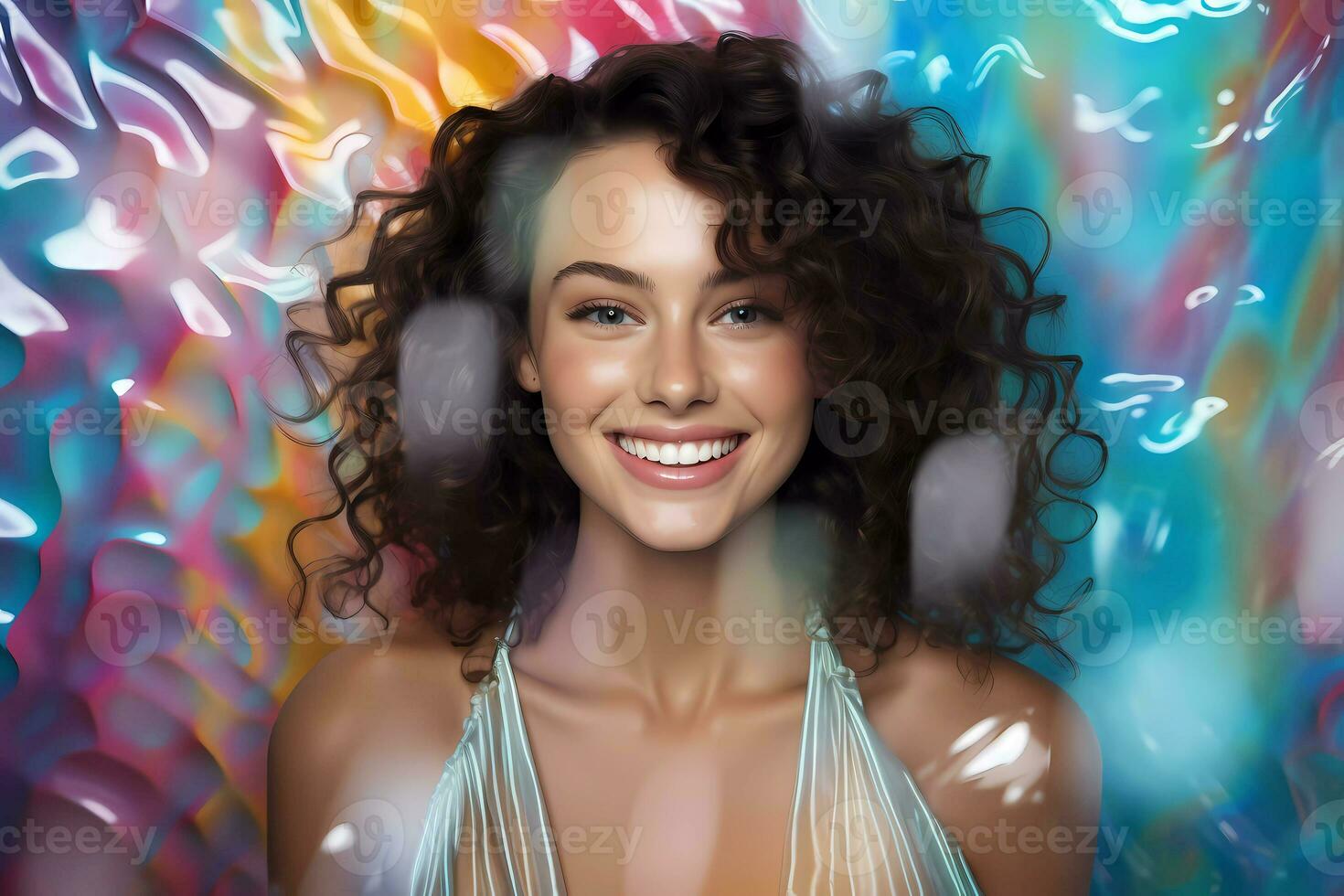 AI Generated Abstract contemporary art collage portrait of young woman with dreamy and romantic compositions illustration photo