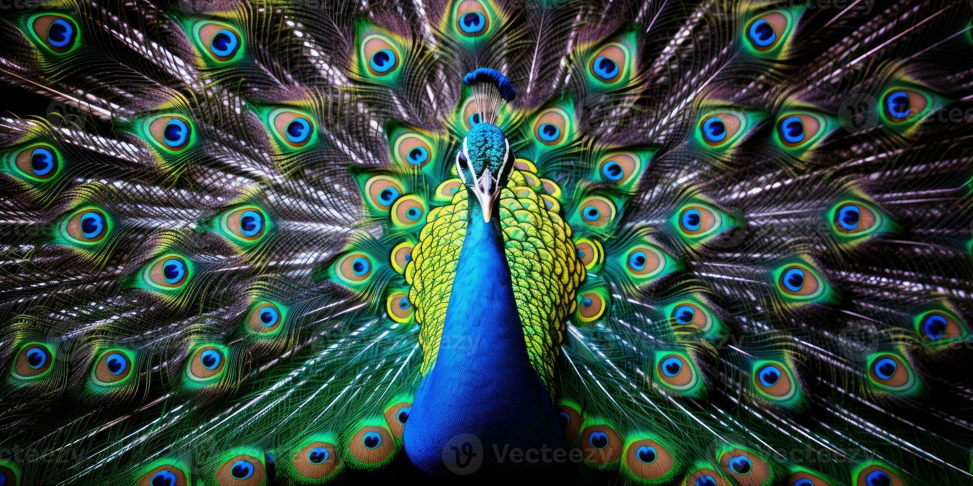 A beautiful peacock showing off its beautiful feathers, AI Generative photo