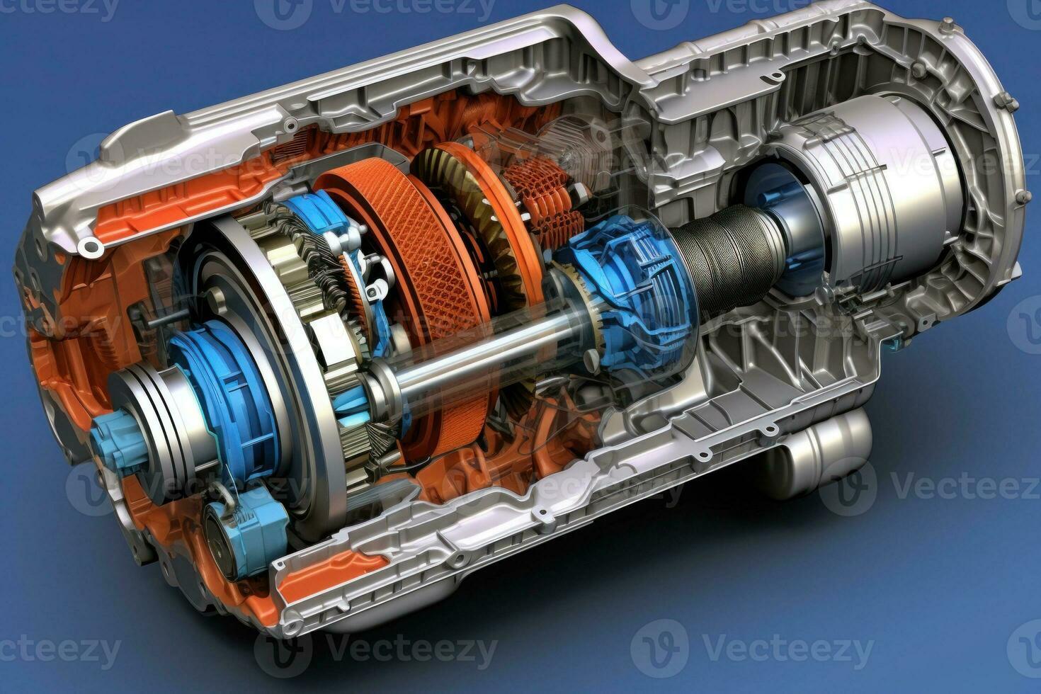 Part of transmission gearbox. Mechanism with cogwheels. Generative AI photo