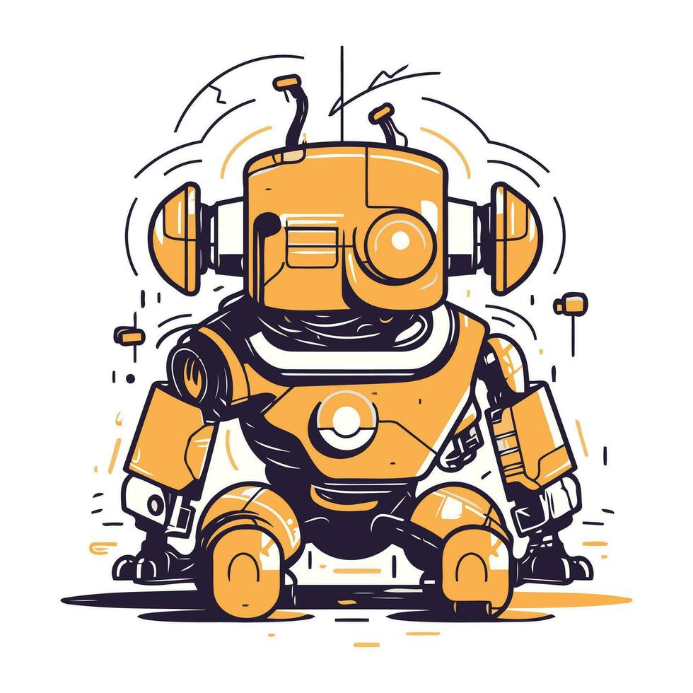 vector ilustración de dibujos animados robot. aislado en un blanco antecedentes.