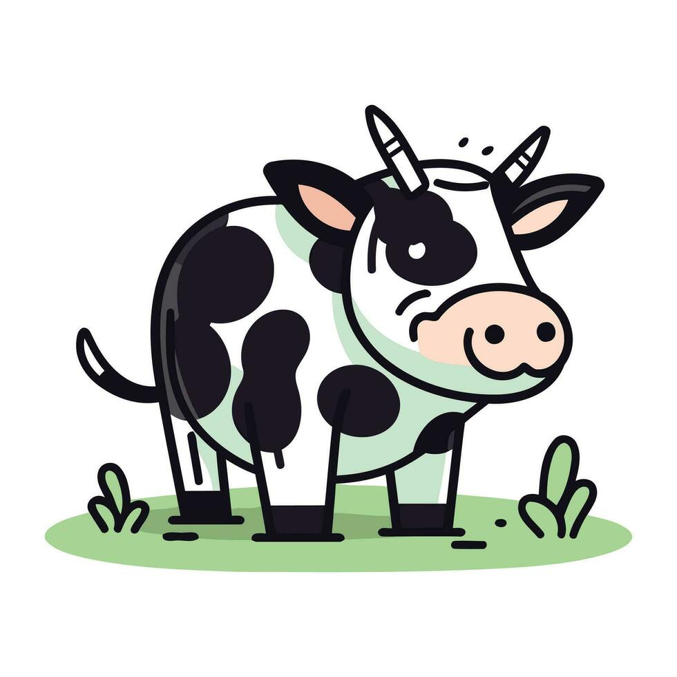 Cute cartoon cow. Cute farm animal. Vector illustration.