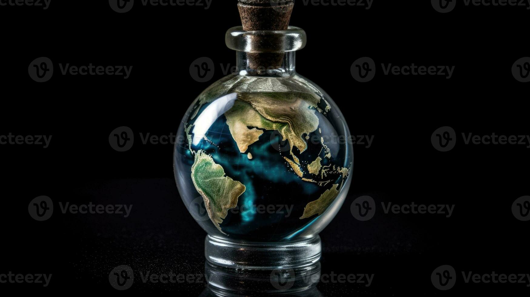 a unique miniature earth in a bottle, AI Generative photo