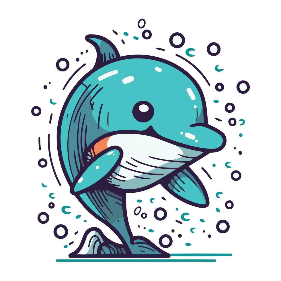 Cute cartoon dolphin. Vector illustration of a cute cartoon dolphin.