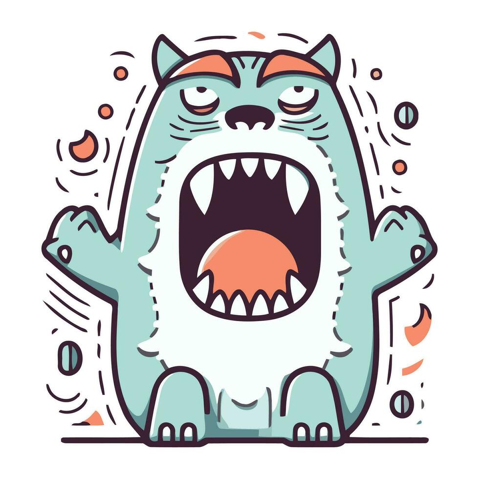 Angry cartoon monster. Vector illustration of a monster with open mouth.