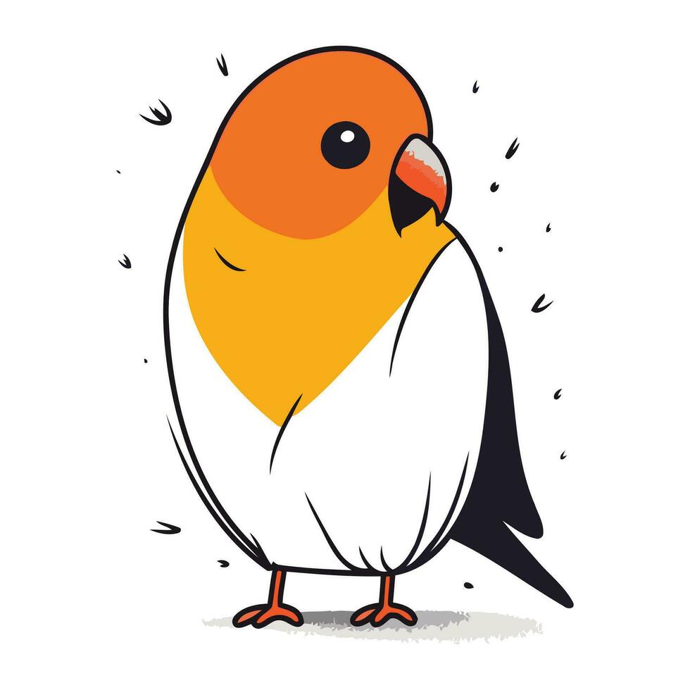 Vector illustration of a cute little bird isolated on a white background.