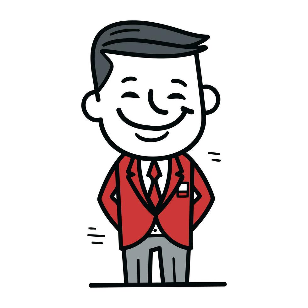 Businessman Smiling Cartoon Character Vector Illustration. Businessman Smiling Face.