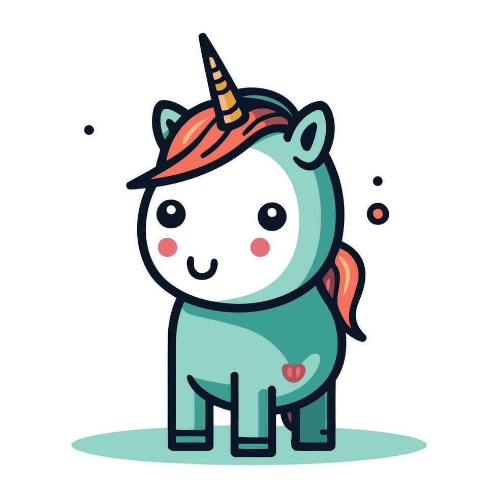 linda dibujos animados unicornio. vector ilustración aislado en blanco antecedentes. plano estilo.