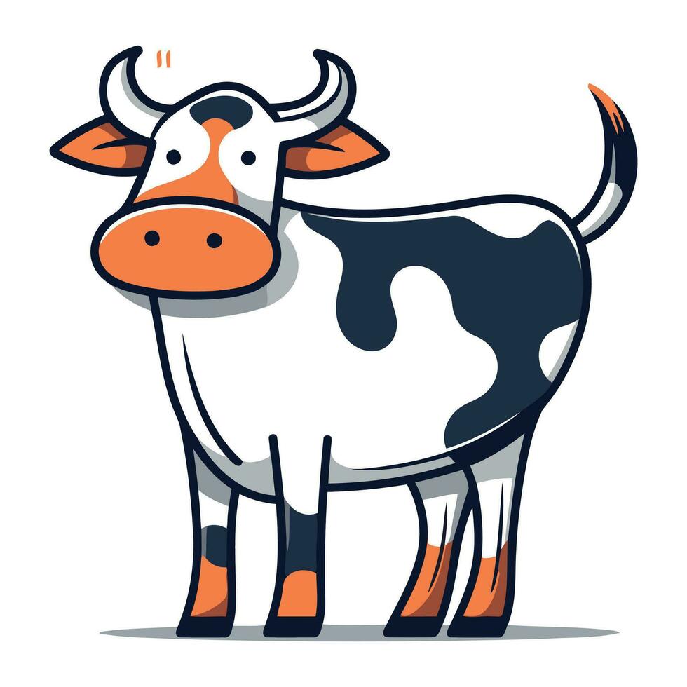 Cartoon cow. Farm animal. Cute cartoon character. Vector illustration