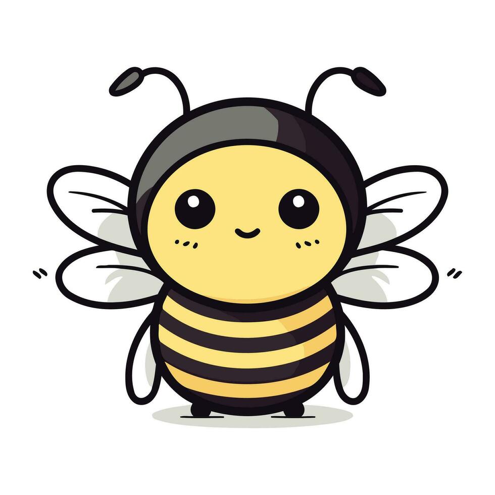 linda abeja dibujos animados mascota personaje vector ilustración diseño.