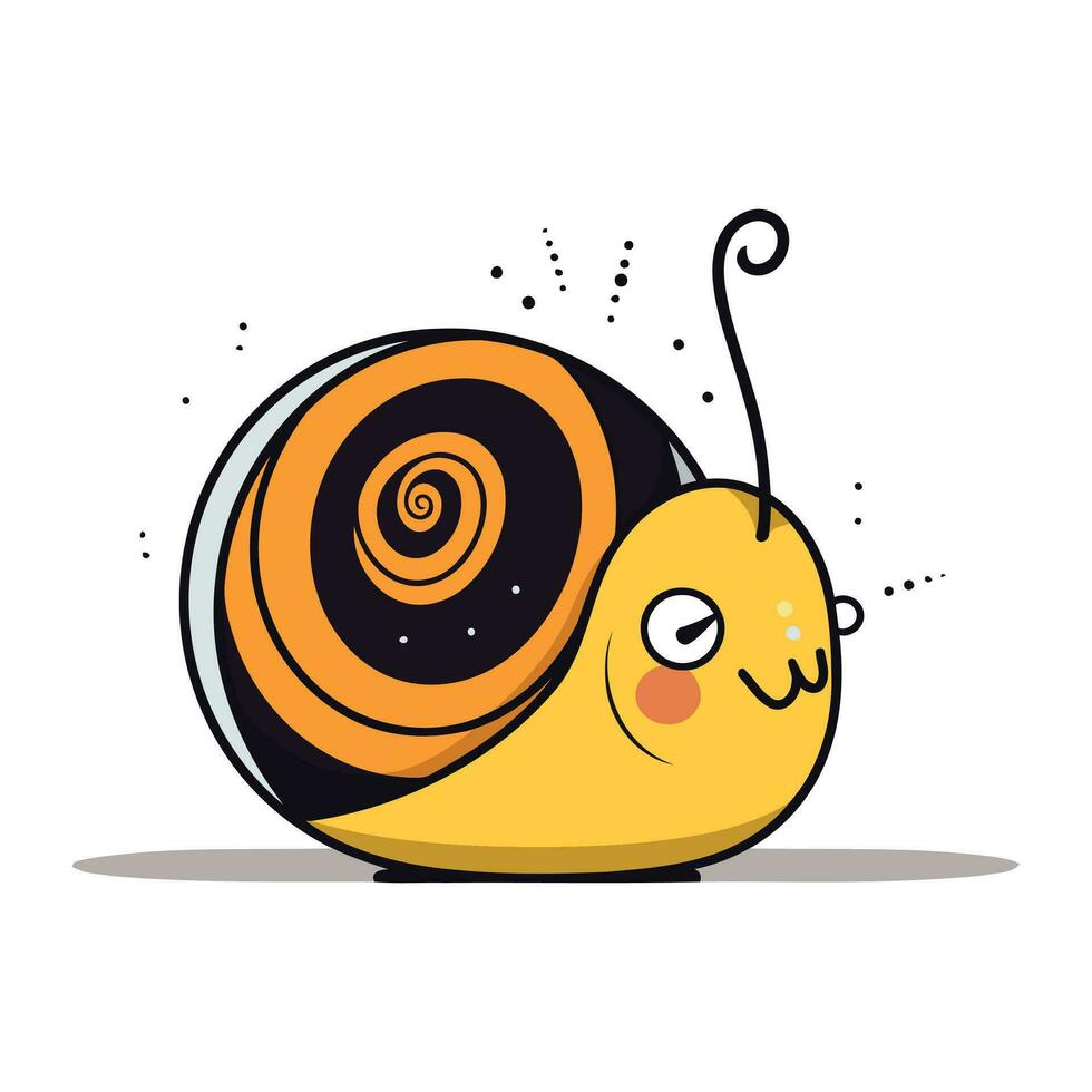 Cute cartoon snail. Vector illustration on white background. Flat style.