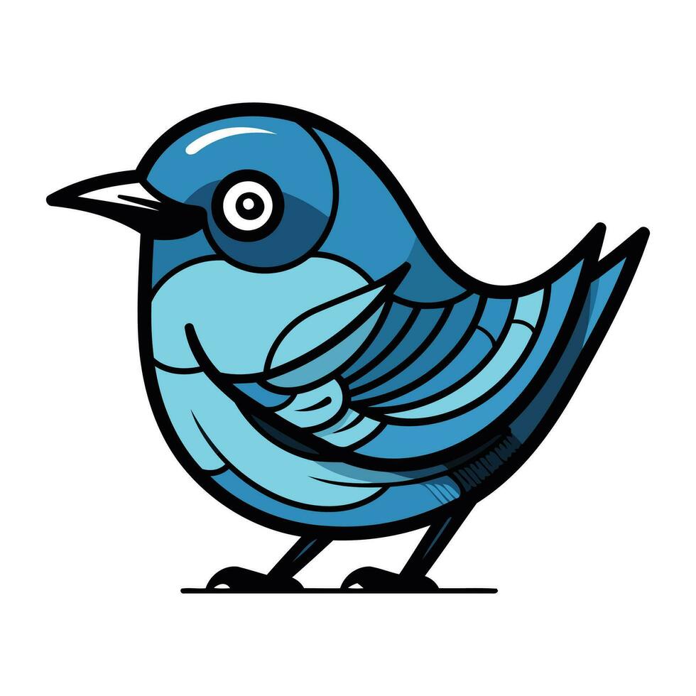 azul pájaro aislado en blanco antecedentes. vector ilustración de dibujos animados azul pájaro.