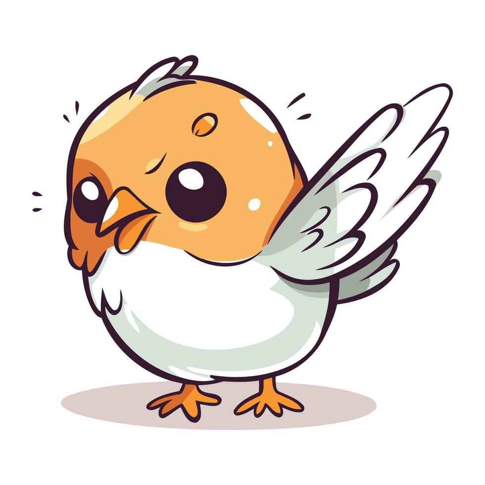 Vector illustration of a cute cartoon little bird. Isolated on white background.