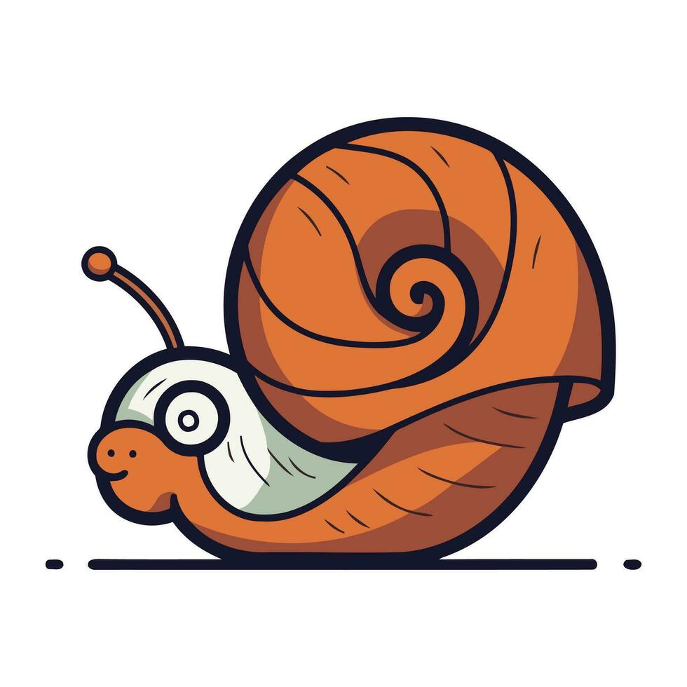 Snail cartoon icon. Vector illustration of a snail. Isolated on white background.