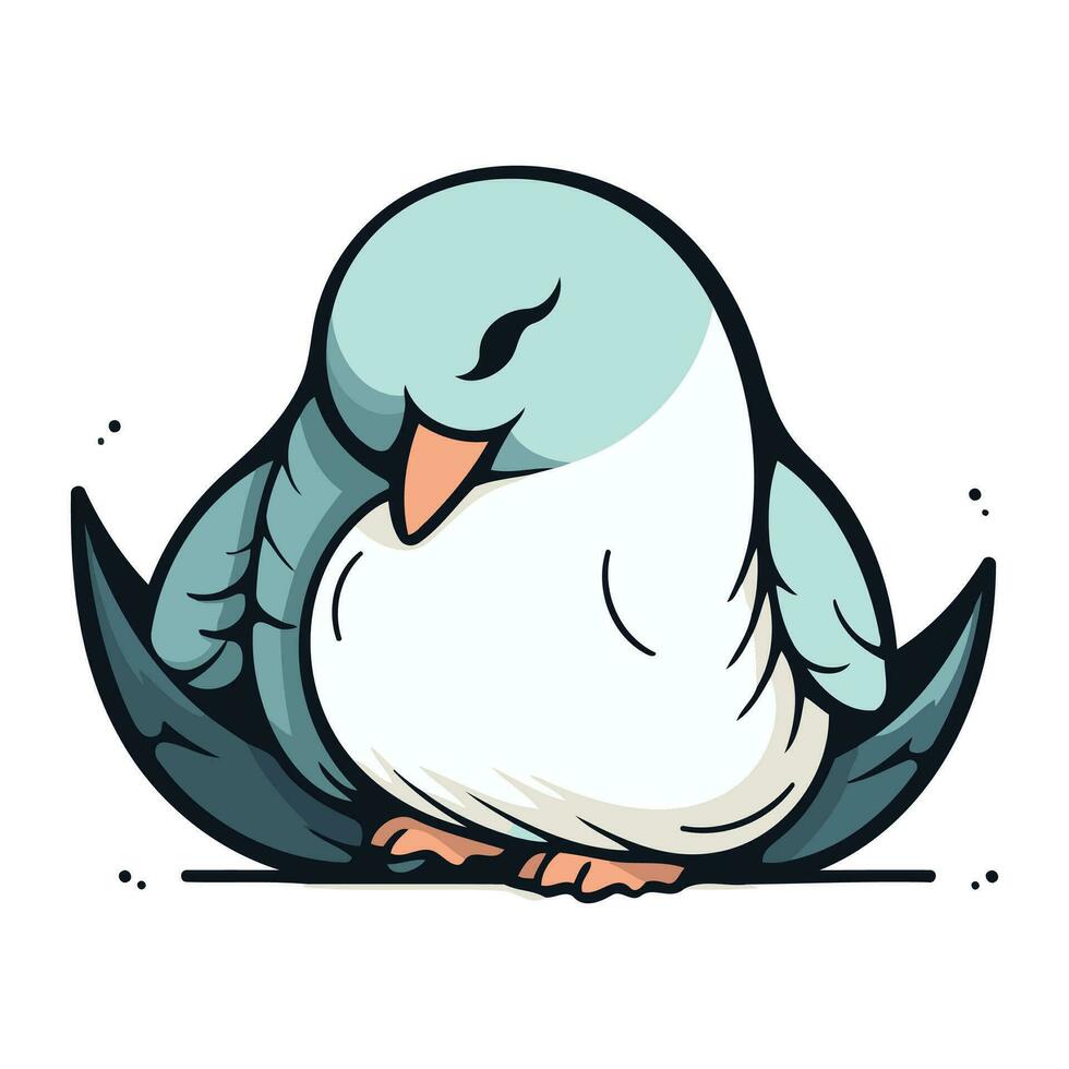 Pigeon isolated on white background. Vector illustration in cartoon style.