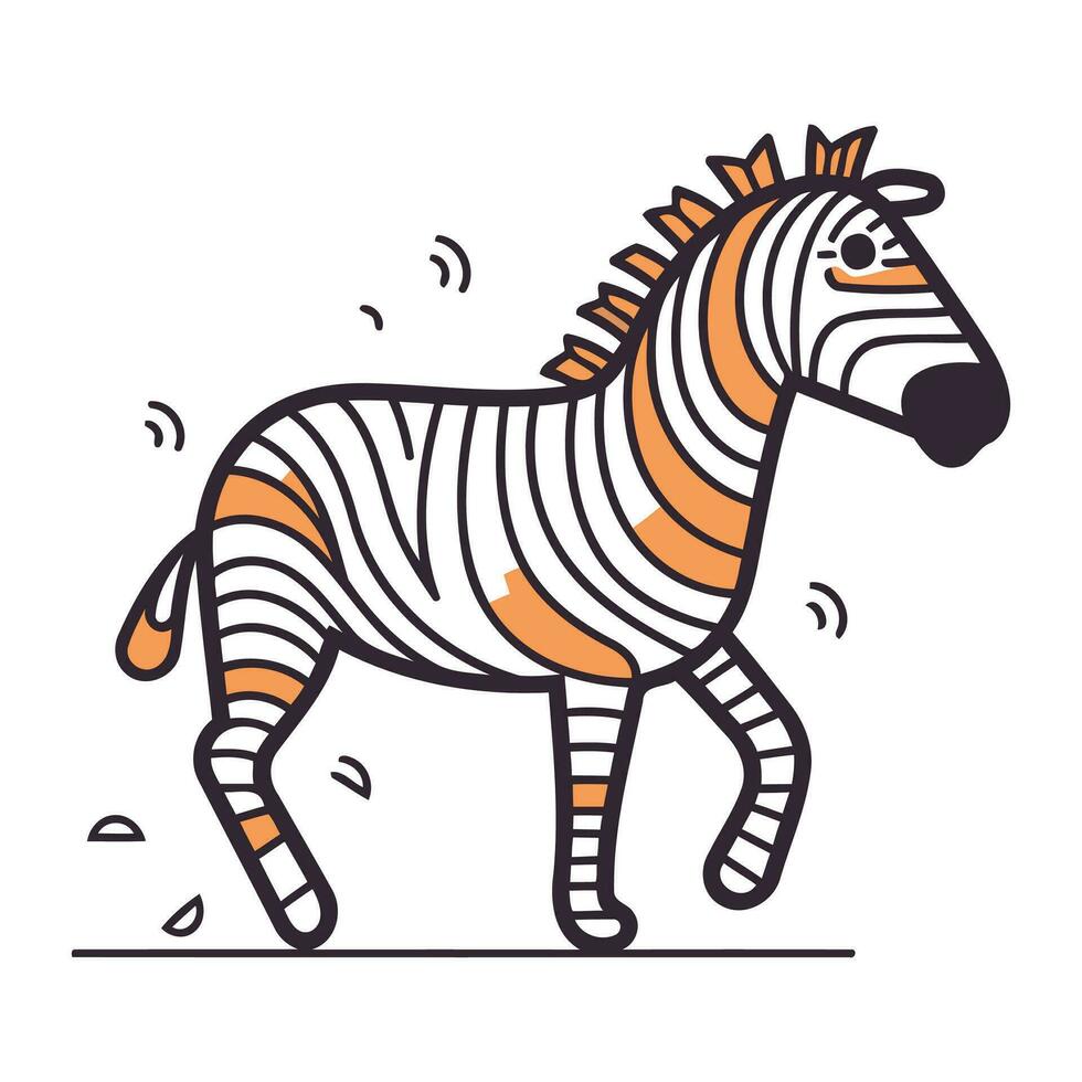 Zebra vector illustration. Hand drawn doodle style zebra isolated on white background.