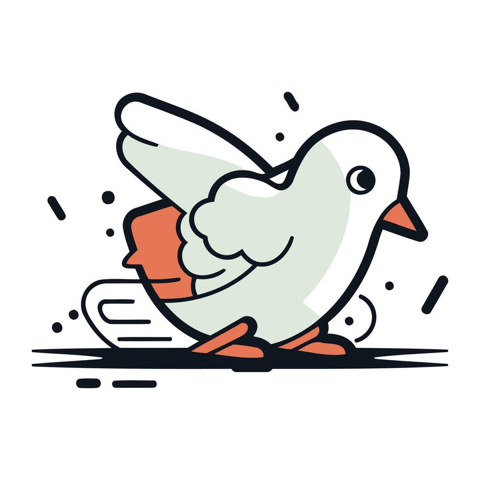 Pigeon flying on white background. Vector illustration in flat style.