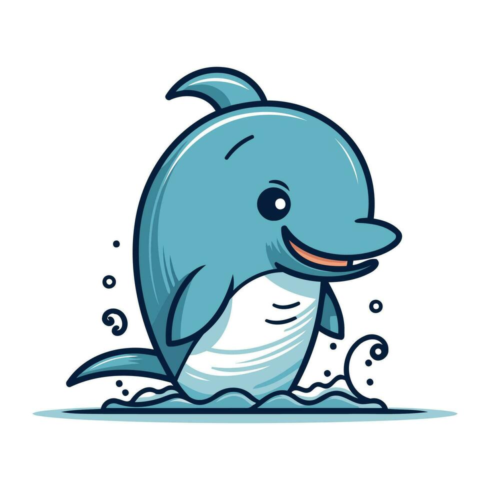 Cute cartoon dolphin. Vector illustration of a cute cartoon dolphin.