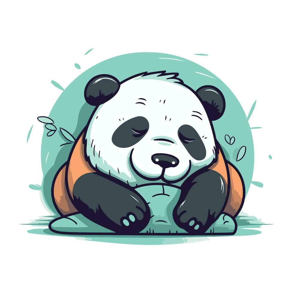 Vector illustration of a panda sleeping. Cute cartoon character.