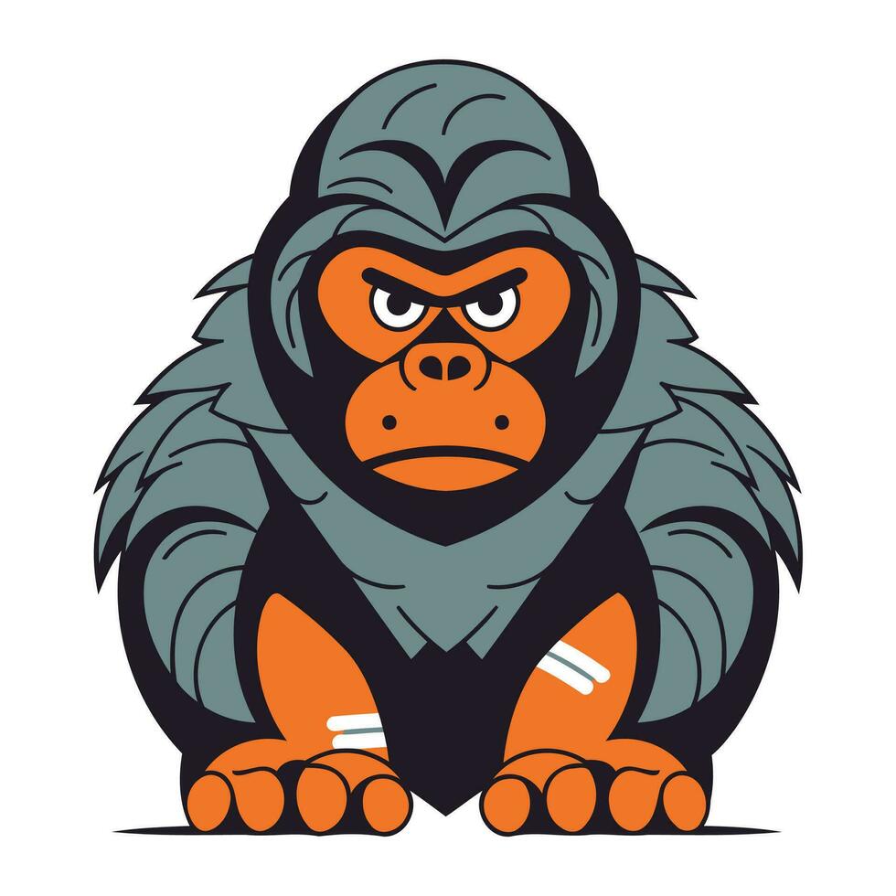 Gorilla. Monkey. Vector illustration isolated on white background.