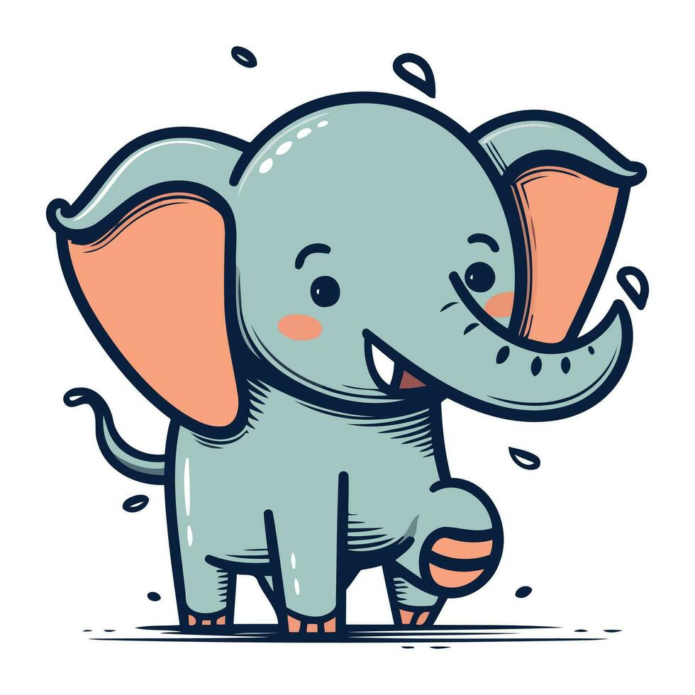 Cute cartoon elephant. Vector illustration isolated on a white background.