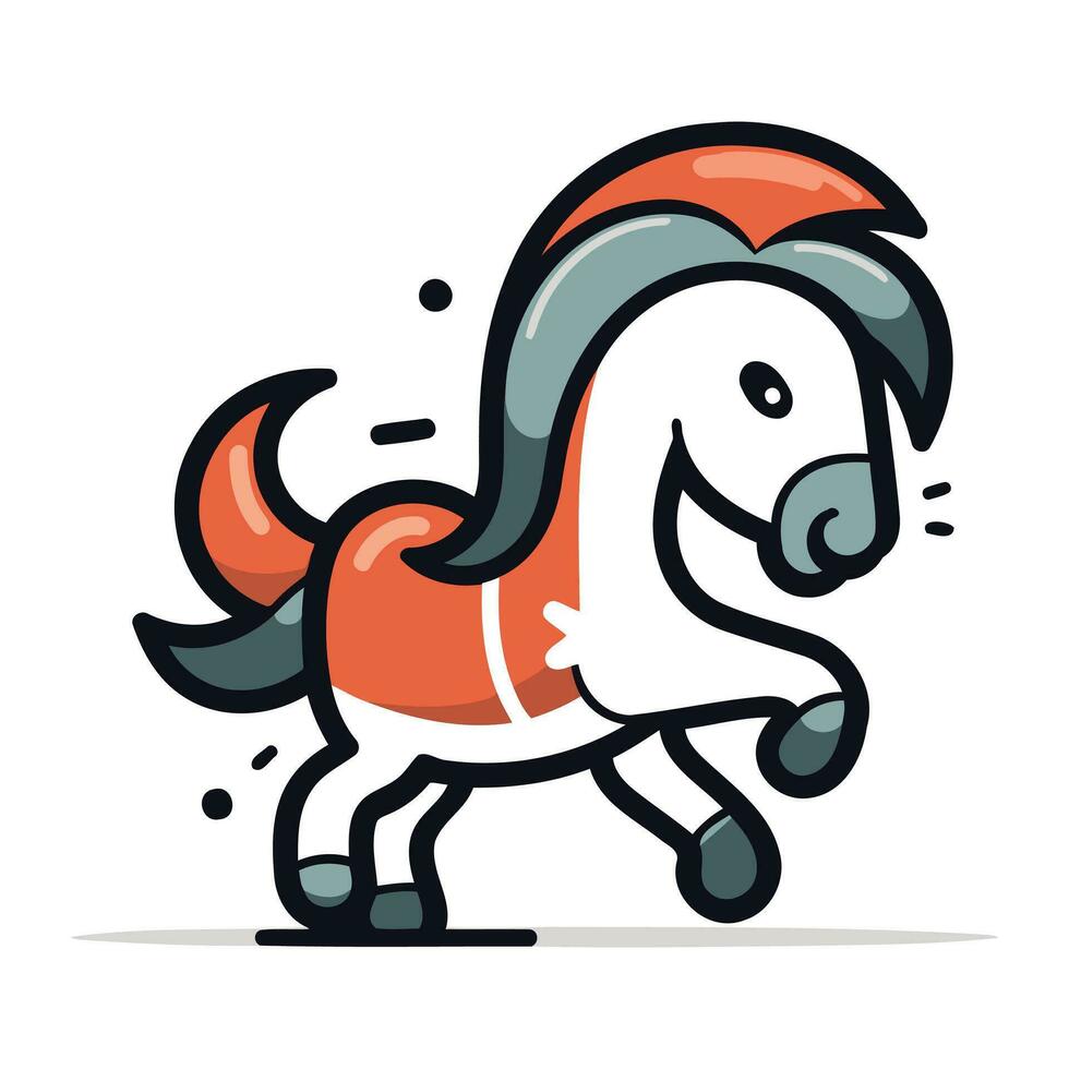 vector ilustración de un linda dibujos animados caballo corriendo en un blanco antecedentes.