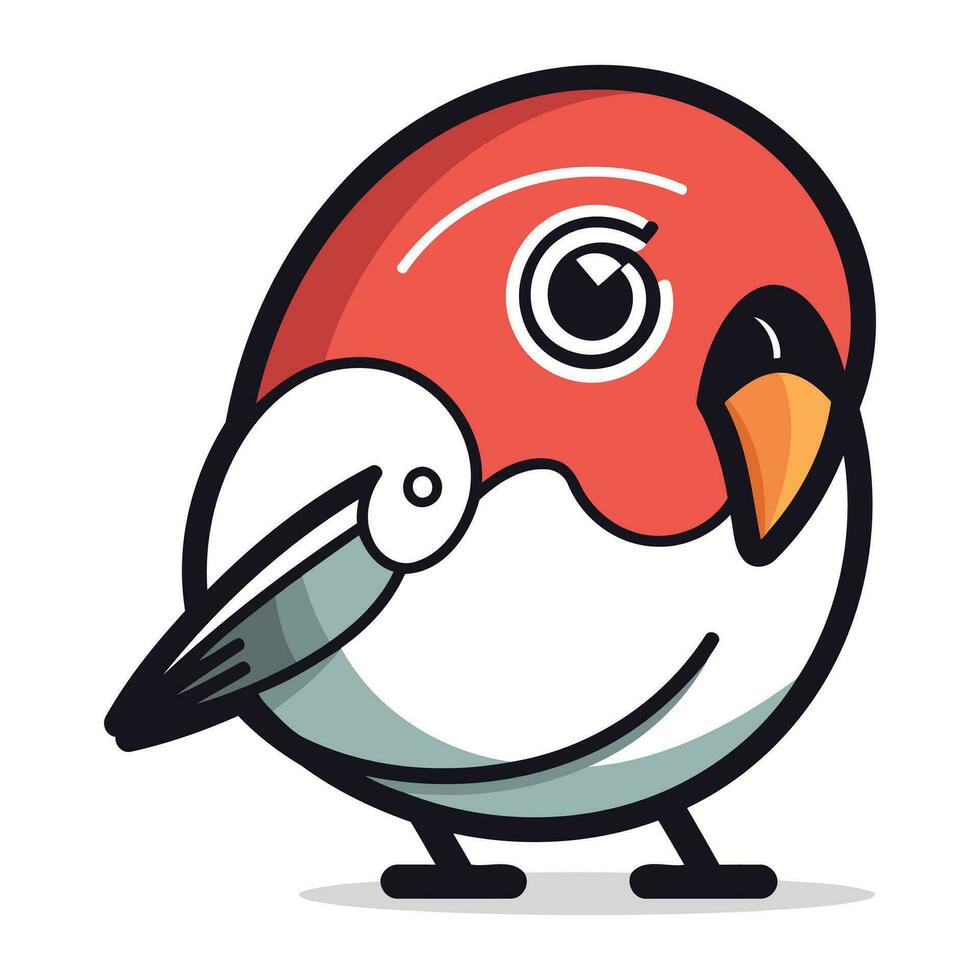 Cute cartoon bird. Vector illustration isolated on a white background.