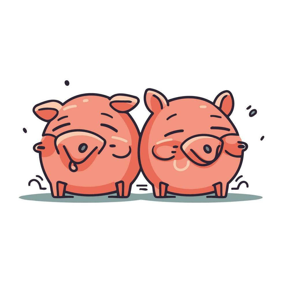 cerdito banco. linda dibujos animados cerdo. vector ilustración.